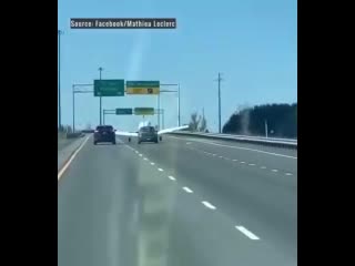 in quebec, canada, due to technical problems, the pilot had to land the plane on the highway.